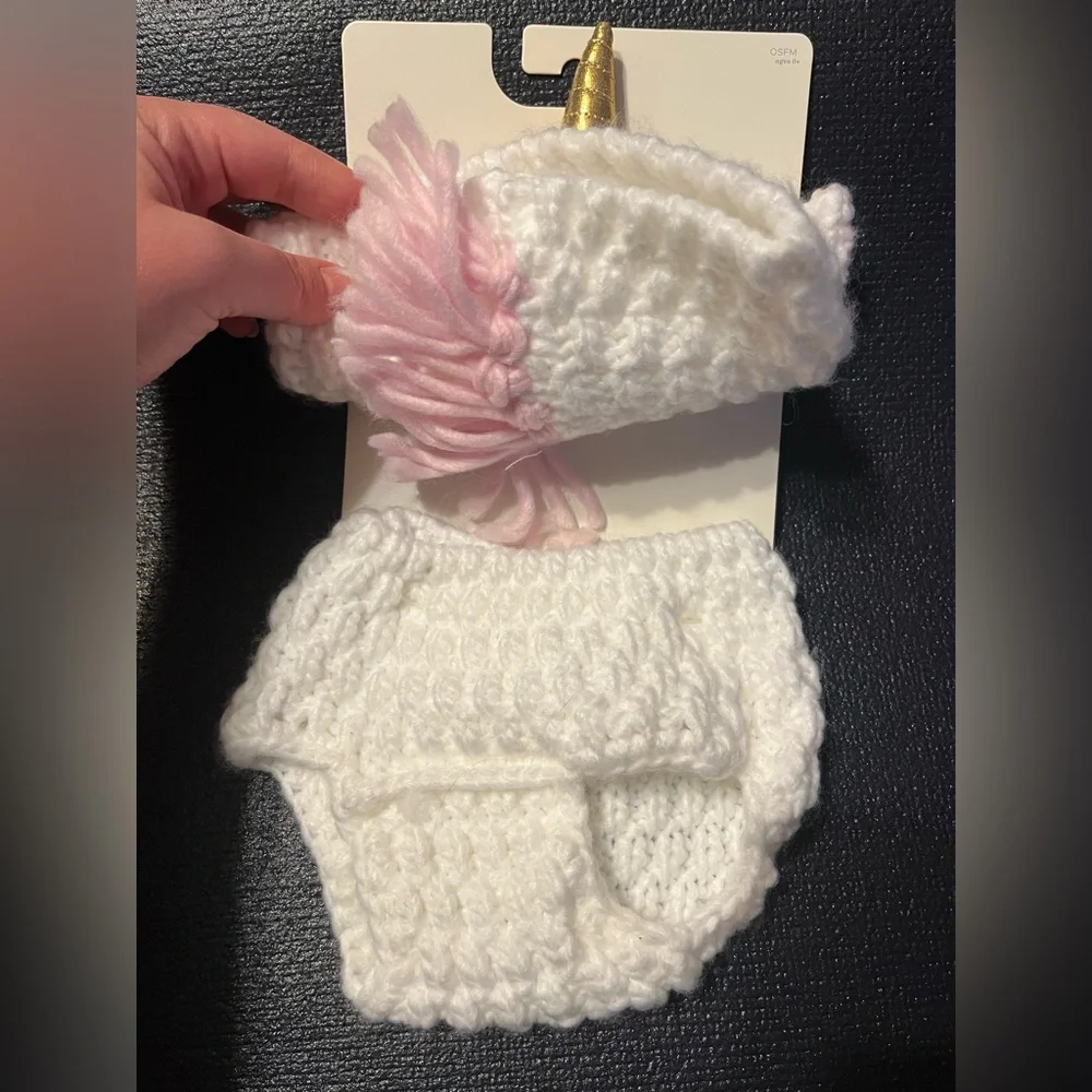 NWT Cloud Island Unicorn Hat & Diaper Cover